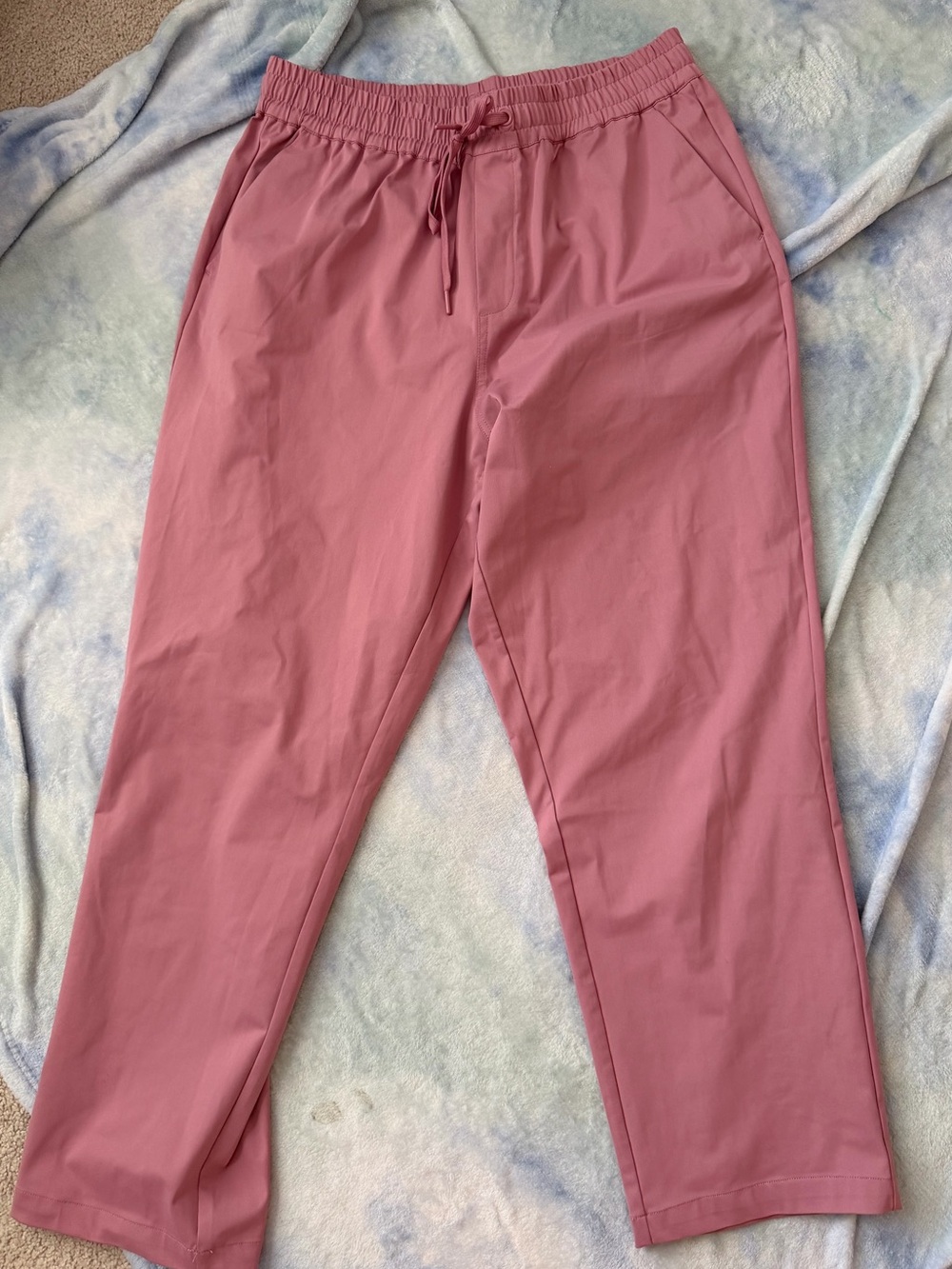 Straight Leg Drawstring Pants - Mauve Pink